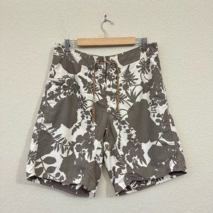 Vintage Y2K PATAGONIA Floral Print Board Shorts Taupe